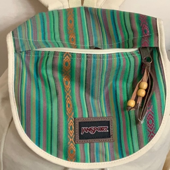 Jansport BREAKTOWN Backpack Ivory/Green stripe - Picture 5 of 14